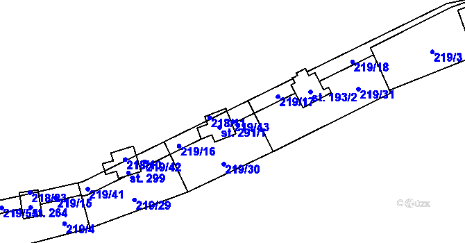 Parcela st. 219/43 v KÚ Vyskytná nad Jihlavou, Katastrální mapa