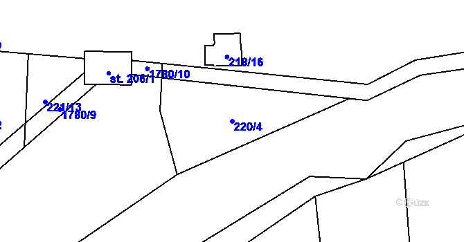 Parcela st. 220/4 v KÚ Vyskytná nad Jihlavou, Katastrální mapa