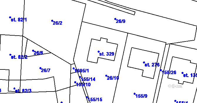 Parcela st. 329 v KÚ Vyskytná nad Jihlavou, Katastrální mapa