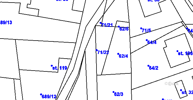 Parcela st. 71/22 v KÚ Vyskytná nad Jihlavou, Katastrální mapa