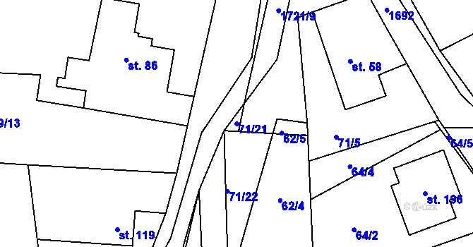Parcela st. 71/21 v KÚ Vyskytná nad Jihlavou, Katastrální mapa