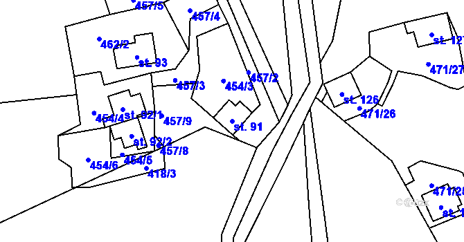 Parcela st. 91 v KÚ Sobětice u Výsluní, Katastrální mapa