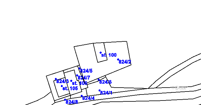 Parcela st. 100 v KÚ Sobětice u Výsluní, Katastrální mapa
