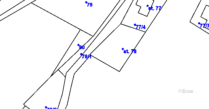 Parcela st. 77/5 v KÚ Sobětice u Výsluní, Katastrální mapa