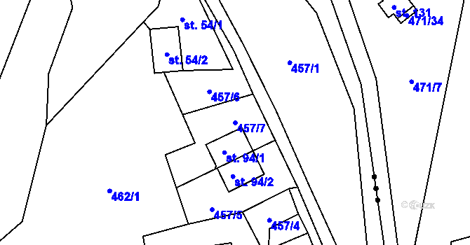 Parcela st. 457/7 v KÚ Sobětice u Výsluní, Katastrální mapa