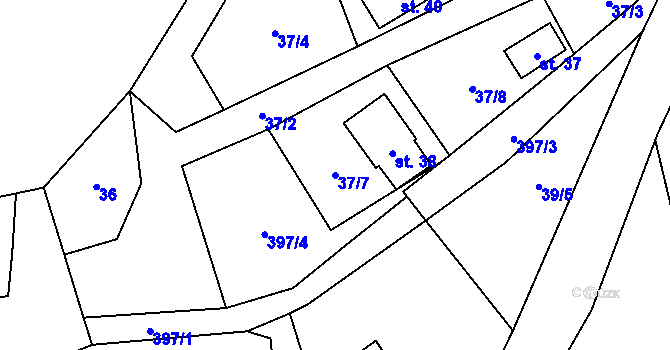 Parcela st. 37/7 v KÚ Třebíška, Katastrální mapa