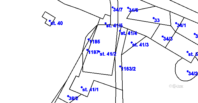 Parcela st. 41/2 v KÚ Volyně u Výsluní, Katastrální mapa