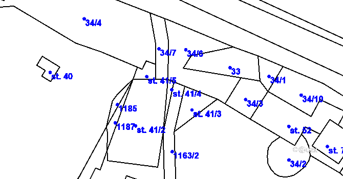 Parcela st. 41/4 v KÚ Volyně u Výsluní, Katastrální mapa