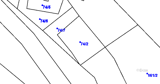 Parcela st. 74/2 v KÚ Volyně u Výsluní, Katastrální mapa