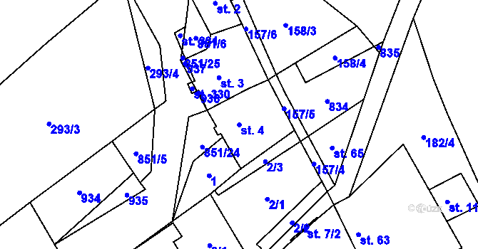 Parcela st. 4 v KÚ Výsluní, Katastrální mapa