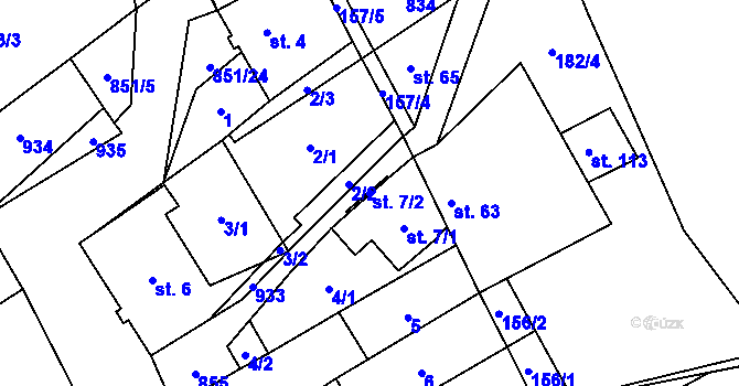 Parcela st. 7/2 v KÚ Výsluní, Katastrální mapa