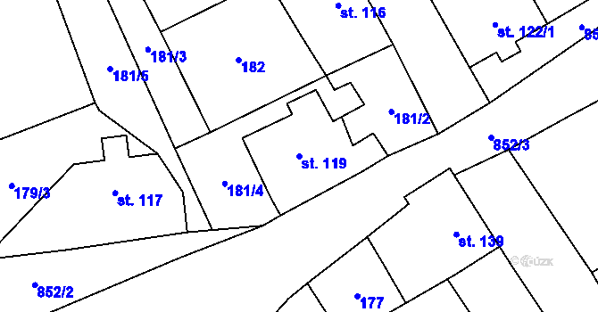 Parcela st. 119 v KÚ Výsluní, Katastrální mapa