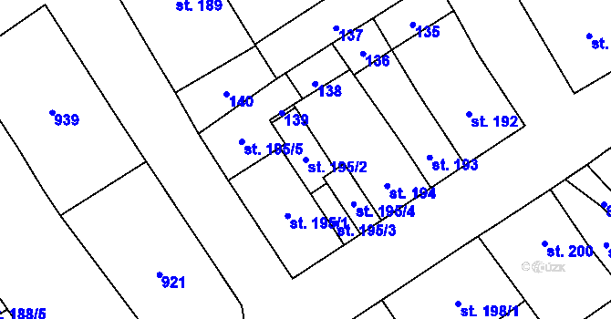 Parcela st. 195/2 v KÚ Výsluní, Katastrální mapa
