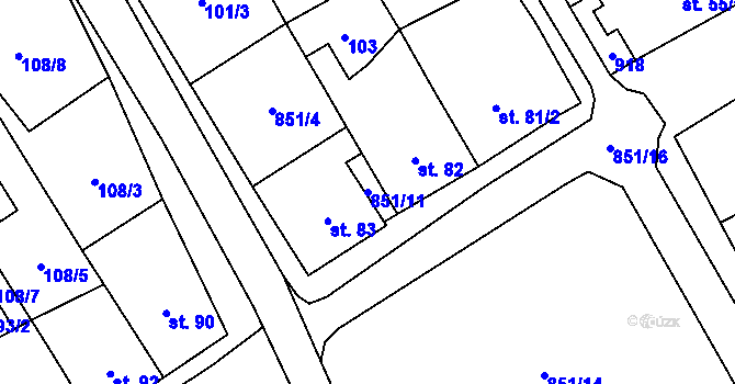 Parcela st. 851/11 v KÚ Výsluní, Katastrální mapa