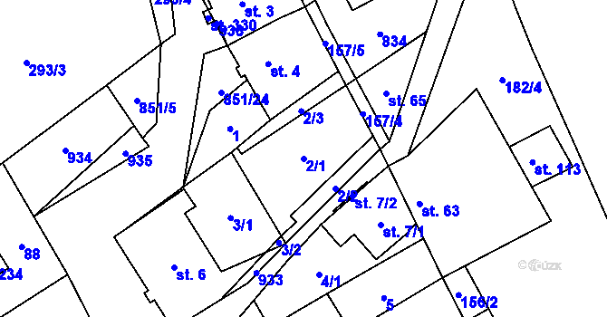 Parcela st. 2/1 v KÚ Výsluní, Katastrální mapa