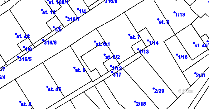 Parcela st. 6/2 v KÚ Housko, Katastrální mapa