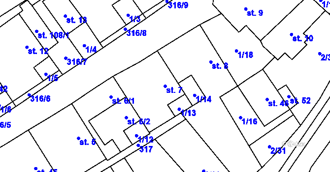 Parcela st. 7 v KÚ Housko, Katastrální mapa