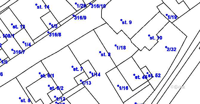 Parcela st. 8 v KÚ Housko, Katastrální mapa