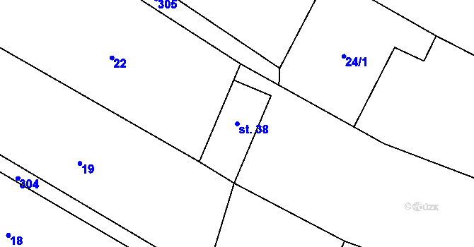 Parcela st. 38 v KÚ Housko, Katastrální mapa