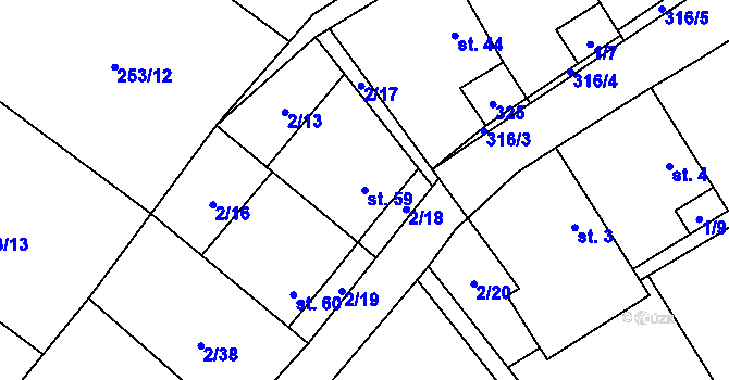 Parcela st. 59 v KÚ Housko, Katastrální mapa