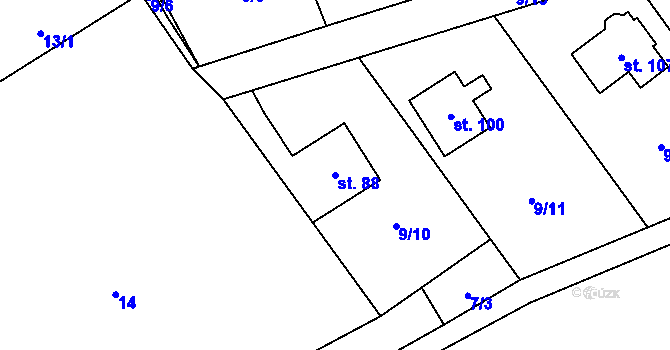 Parcela st. 88 v KÚ Housko, Katastrální mapa