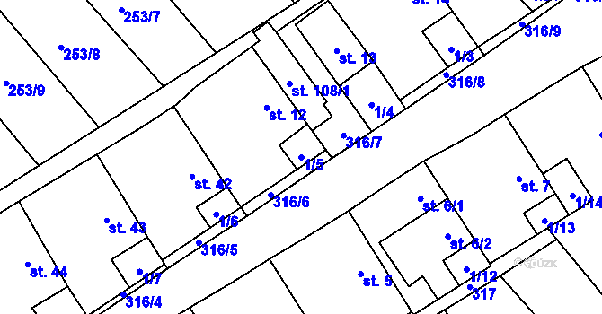 Parcela st. 1/5 v KÚ Housko, Katastrální mapa