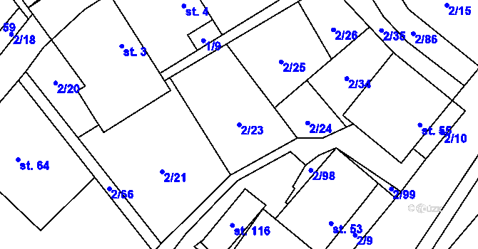 Parcela st. 2/23 v KÚ Housko, Katastrální mapa