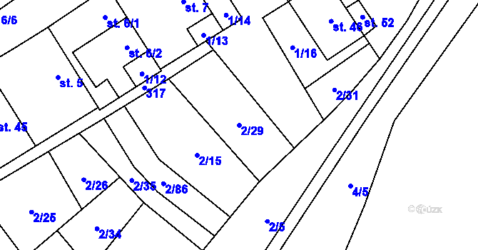 Parcela st. 2/29 v KÚ Housko, Katastrální mapa