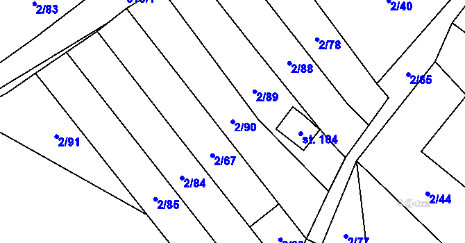 Parcela st. 2/90 v KÚ Housko, Katastrální mapa