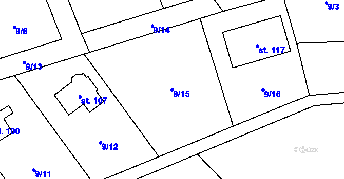 Parcela st. 9/15 v KÚ Housko, Katastrální mapa