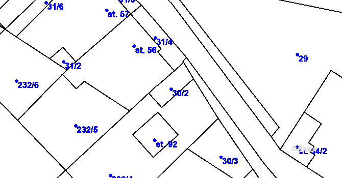 Parcela st. 30/2 v KÚ Housko, Katastrální mapa