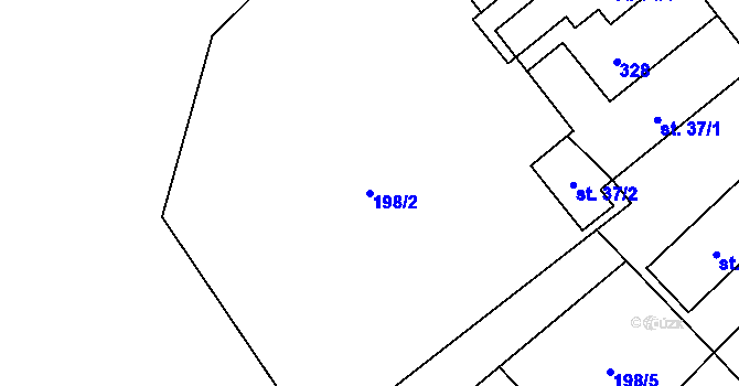 Parcela st. 198/2 v KÚ Housko, Katastrální mapa