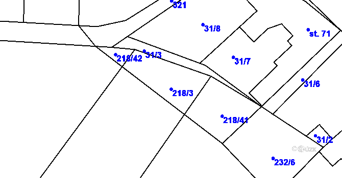 Parcela st. 218/3 v KÚ Housko, Katastrální mapa