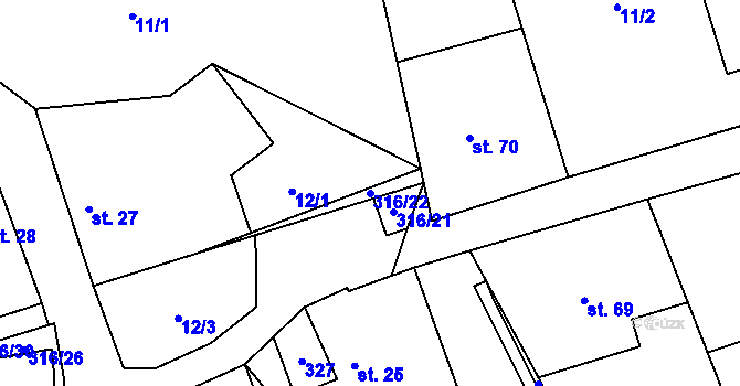 Parcela st. 316/22 v KÚ Housko, Katastrální mapa