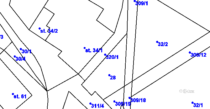 Parcela st. 320/1 v KÚ Housko, Katastrální mapa