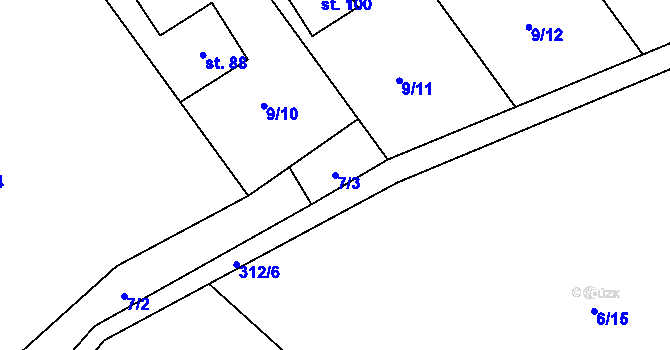 Parcela st. 7/3 v KÚ Housko, Katastrální mapa