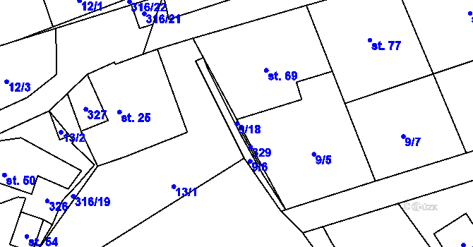 Parcela st. 9/18 v KÚ Housko, Katastrální mapa