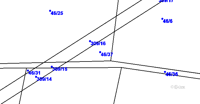 Parcela st. 46/37 v KÚ Housko, Katastrální mapa