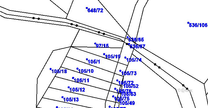 Parcela st. 105/19 v KÚ Housko, Katastrální mapa