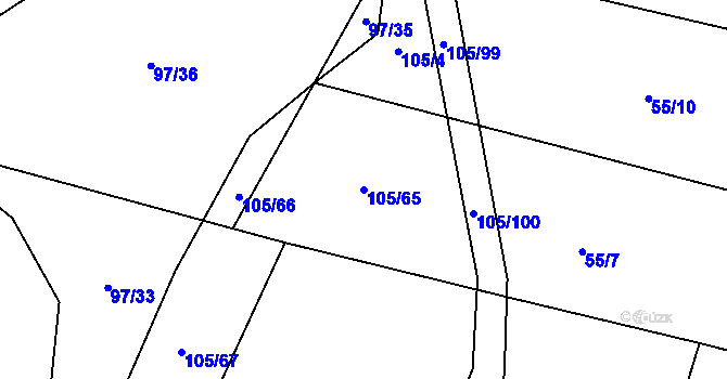 Parcela st. 105/65 v KÚ Housko, Katastrální mapa