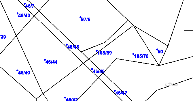 Parcela st. 105/69 v KÚ Housko, Katastrální mapa