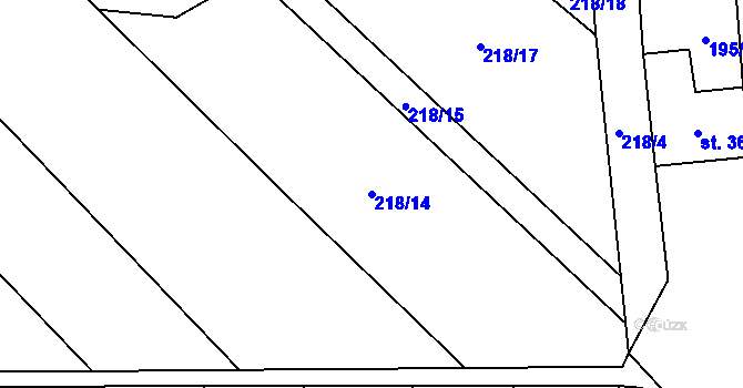 Parcela st. 218/14 v KÚ Housko, Katastrální mapa