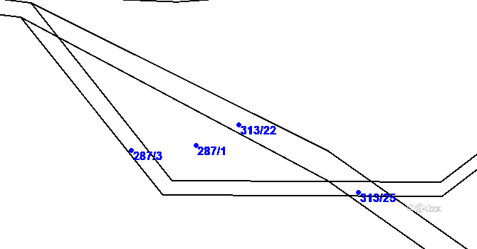 Parcela st. 313/22 v KÚ Housko, Katastrální mapa