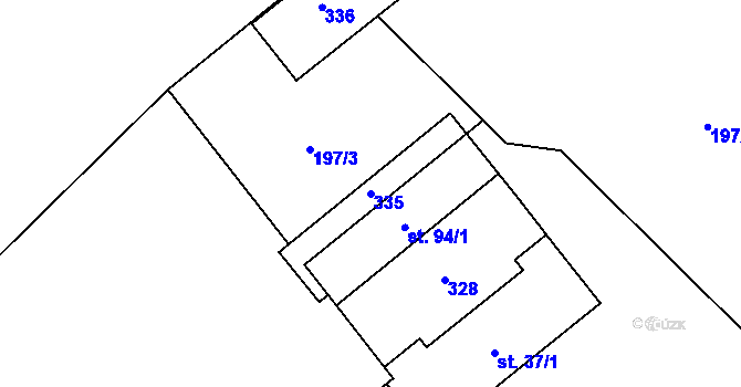 Parcela st. 335 v KÚ Housko, Katastrální mapa