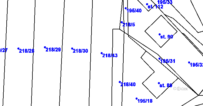 Parcela st. 218/43 v KÚ Housko, Katastrální mapa