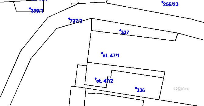 Parcela st. 47/1 v KÚ Molenburk, Katastrální mapa