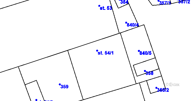 Parcela st. 54/1 v KÚ Molenburk, Katastrální mapa