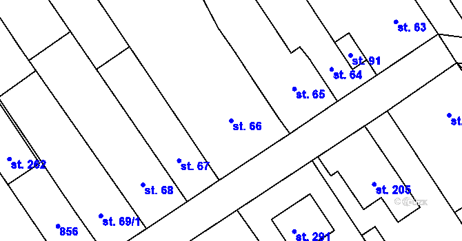 Parcela st. 66 v KÚ Molenburk, Katastrální mapa