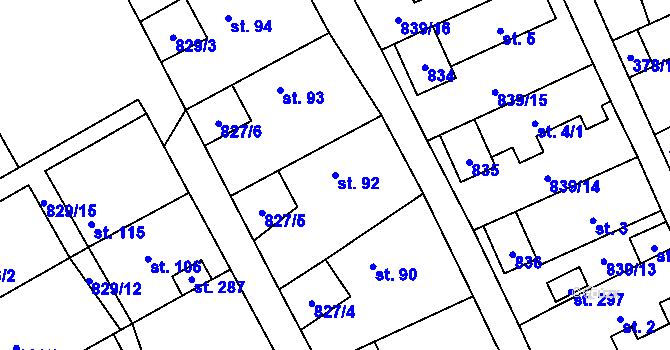 Parcela st. 92 v KÚ Molenburk, Katastrální mapa