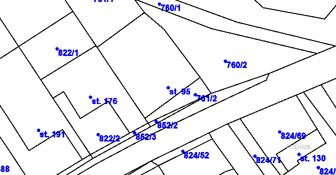 Parcela st. 95 v KÚ Molenburk, Katastrální mapa